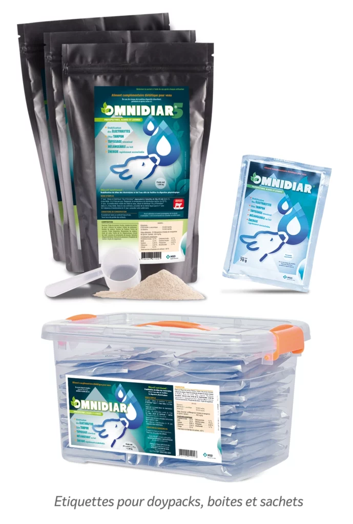 Etiquettes pour doypacks, boites et sachets